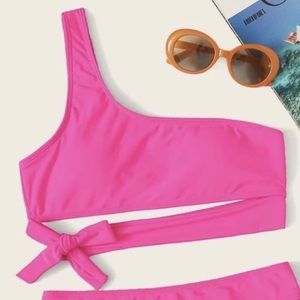 hot pink side tie bikini set